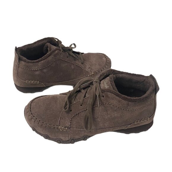 Skechers Brown Suede Bikers Lineage Lace Up Chukka Mocs Booties, Size 6.5 - Picture 4 of 10